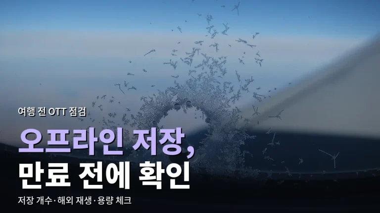 여행 전 OTT 오프라인 저장 체크리스트 - 저장 개수, 만료 기간, 해외 재생, 용량까지 사이트모음으로 정리